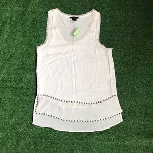 White Sleeveless Top with Stud Accents